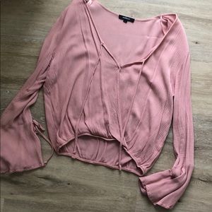 Pink flared sleeve top